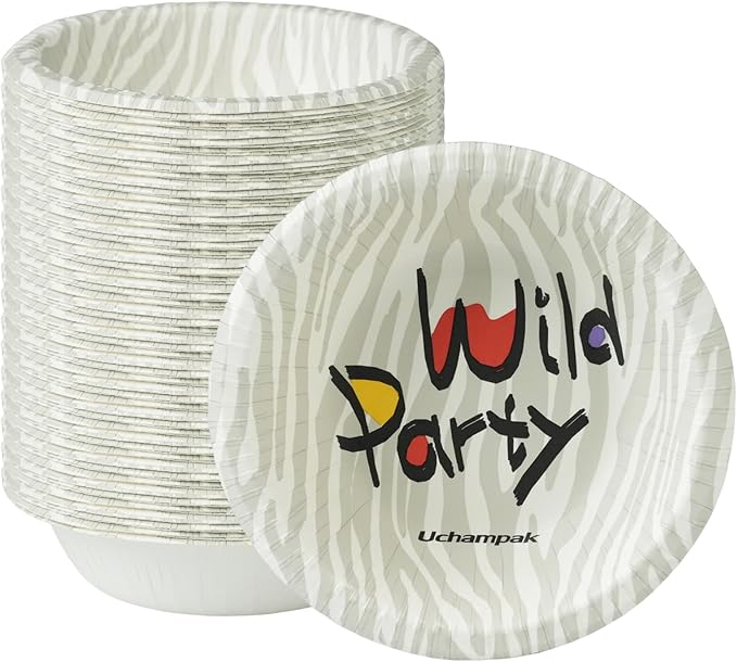 50 Pack Paper Bowls, 8 Oz Disposable Soup Bowl, Heavy Duty Printed Disposable by Unknown