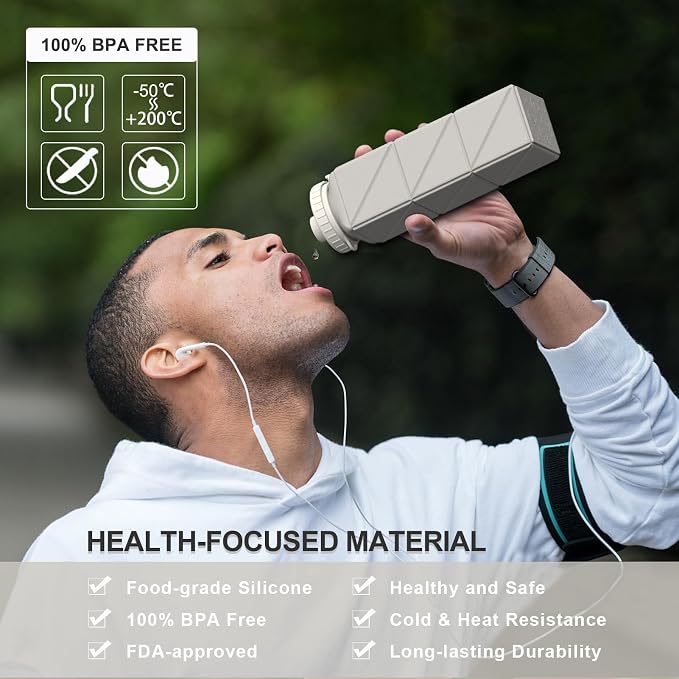BEAUTAIL Collapsible Water Bottles 21oz/610mL, Silicone Travel Water Bottle | - Image 2