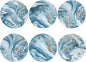 Ocean Gold Sky Blue Marble Coasters Set of 6 Coasters by Unknown