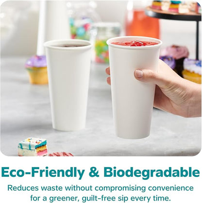 GUSTO 20 oz Disposable White Paper Cups Hot Coffee Cups | Eco-Friendly Material - Image 6