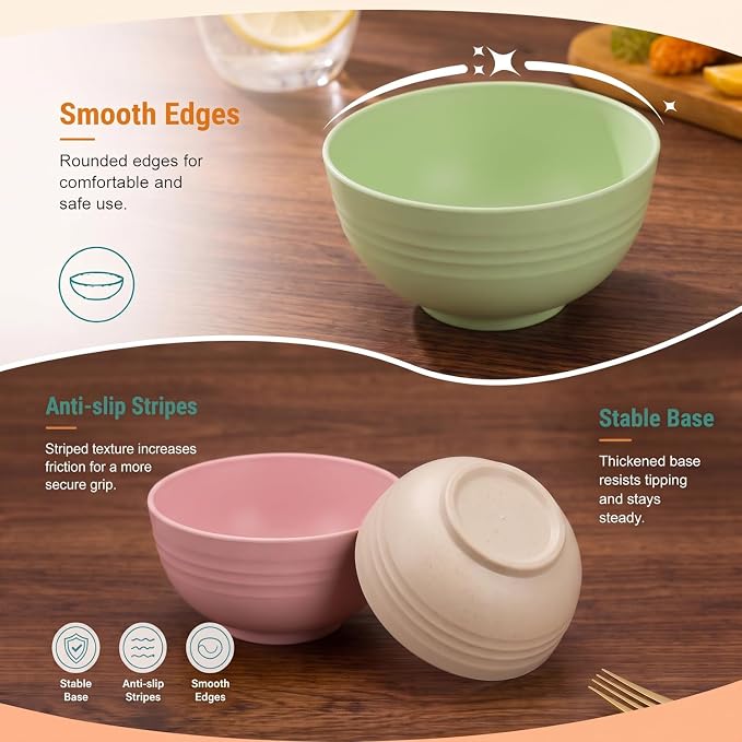 PYRMONT Small Bowls 10 Oz Wheat Straw Bowls Set of 8 Unbreakable Bowls - Image 3