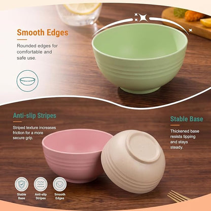 PYRMONT Small Bowls 10 Oz Wheat Straw Bowls Set of 8 Unbreakable Bowls - Image 3