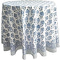 ATOSII Roma Blue 100% Cotton Boho Round Fall Tablecloth, Handblock Floral Print Table Cloth Linen for Kitchen Dining I Parties, Outdoors, Weddings, Christmas, Thanksgiving Decor 72" Inches Diameter