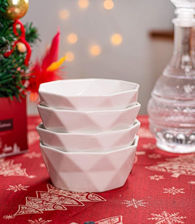 DELLING 22 Oz Cereal Bowls Set of 4, Porcelain Geometric Soup Bowls, Ceramic - Image 6