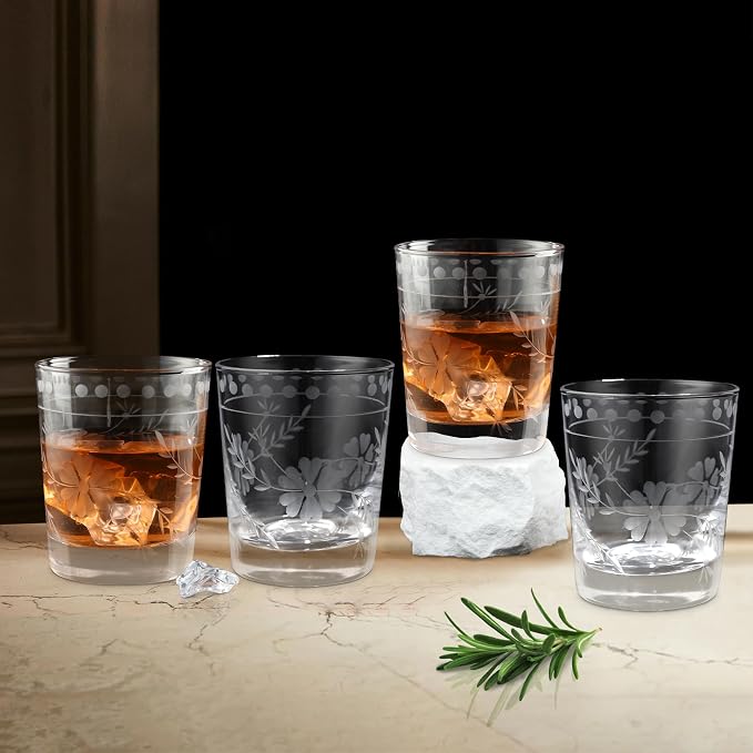 Joeyan Hand Blown Etched Drinking Glasses, Aesthetic Tumblers Glassware Set - Image 6
