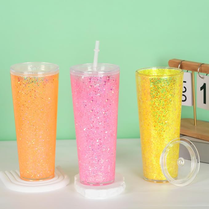 6 Pack 24Oz Snow Globe Tumblers, Double Wall Acrylic Snowglobe Cup - Image 5