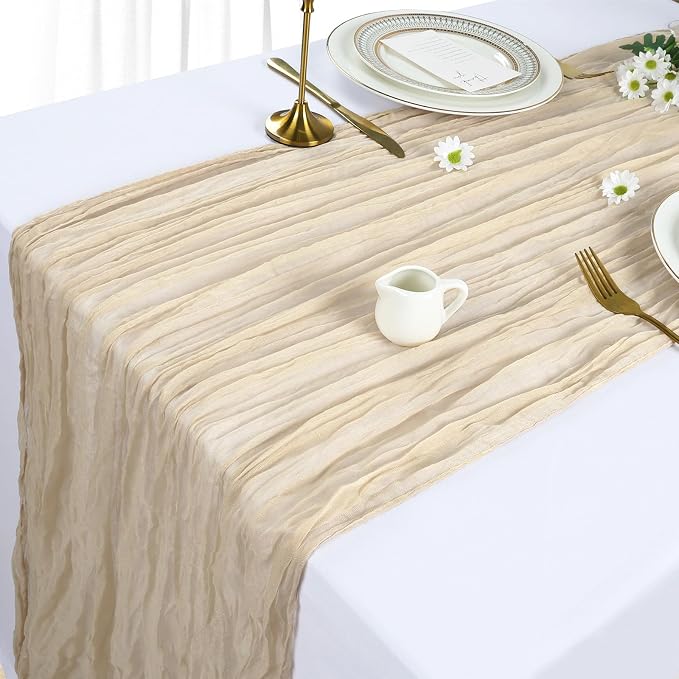 6 Pack Beige Cheesecloth Table Runner 10Ft Gauze Cheese Cloth Table Runner - Image 4