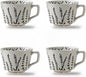 4 Pack 12oz Speckled Stoneware Coffee Mugs, Vintage Black Seaweed Botanical by Tvvtuww