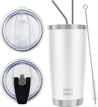 WETOWETO 20oz Tumbler with 2 lids and 2 straws, Stainless Steel Vacuum by Wetoweto