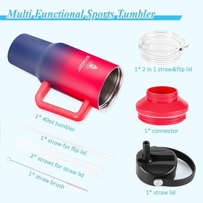40 oz Tumbler with Handle and Straw or Convert to 40 oz Insulated Water Bottle - Image 7