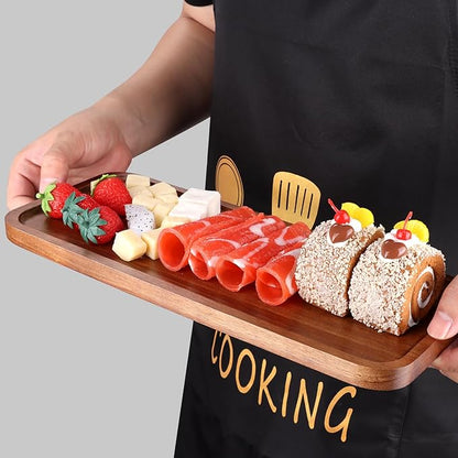 Wooden Serving Platters Long Charcuterie Boards Acacia Wood Decorative Trays for Home Decor Cheese Board Snack Appetizer Plates Kitchen Dinner Tray for Food Dish Rectangle Cake Dessert Platter