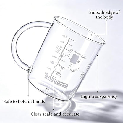 GLASKEY Caffeine Beaker Mug, 16 oz Anti-Dripping Borosilicate Caffeine Mug - Image 3