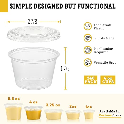 VITEVER Portion Cups With Lids, Small Plastic Containers with Lids, Airtight - Image 2