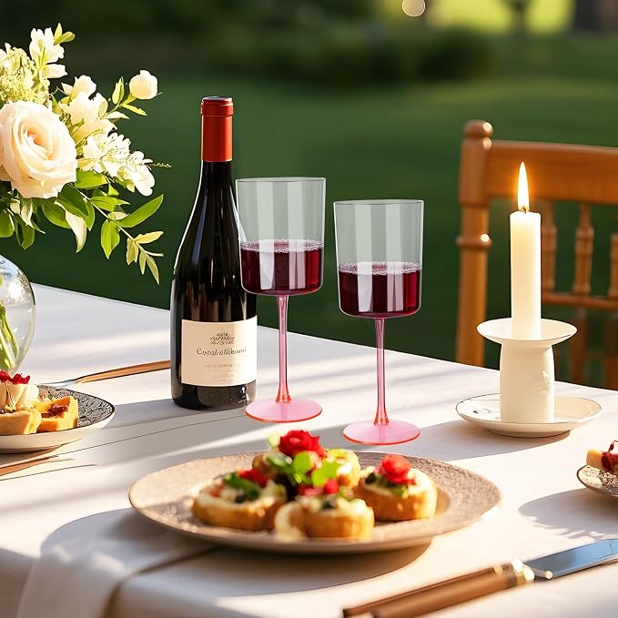 Ciaell 12 Pack Pink Plastic Wine Glasses - Image 4