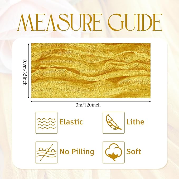 Cheesecloth Table Runner Gold 10FT Boho Gauze Runner - Image 2