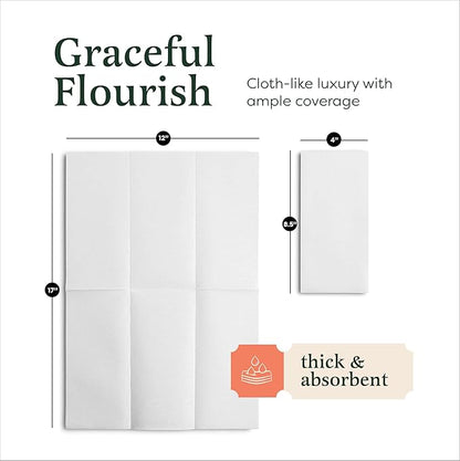 400-Pack BloominGoods Disposable Bathroom Napkins | Linen-Feel Guest Towels | Cloth-Like Hand Tissue Paper, White, 12" x 17"