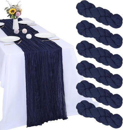 6 Pack Navy Blue Cheesecloth Table Runner 35 x 120 Inch | Boho Gauze Fabric by RestfulGlow