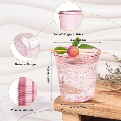 KesaPlan 100Pcs 12oz Pink Plastic Party Cups, Disposable Wine Cocktail Cups | - Image 3