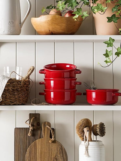 LE TAUCI Soup Bowls with Handles - 22 oz Lead-Free Ceramic French Onion Crocks - Image 8