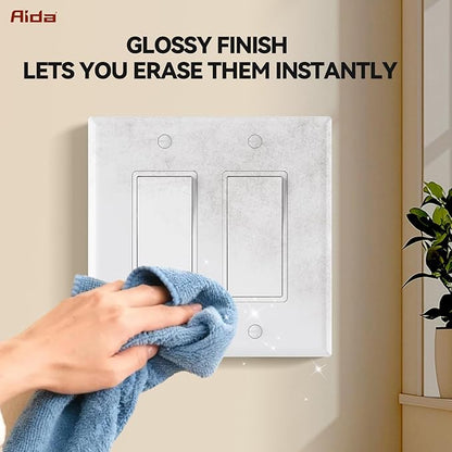 AIDA 2-Gang Decorative Wall Plates, Standard Size 4.53" H x 4.57" L, Unbreakable Thermoplastic, UL Listed - 10 Pack, Glossy White for Outlets & Switches