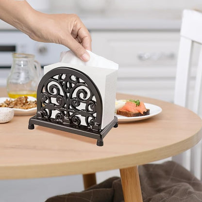 JOGREFUL Cast Iron Napkin Holder, Kitchen Organizer Scrollwork Latte Gold | - Image 6