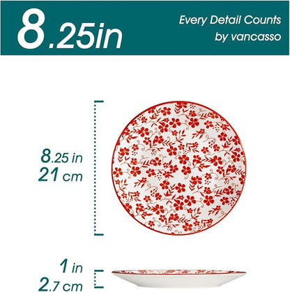 vancasso 8.25" Vintage Ceramic Salad Plates Set of 6, Muted | Microwave - Image 2