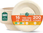 ECO SOUL 100% Compostable 16 Oz Soup Bowls [2 Packs of 100] Disposable Sturdy I Heavy Duty Paper I Eco-Friendly Salad Bowl I Biodegradable Large