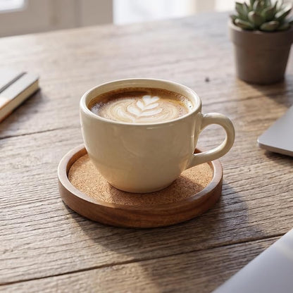 Stackable Wood Absorbent Cork Coaster Set of 4 - Image 5