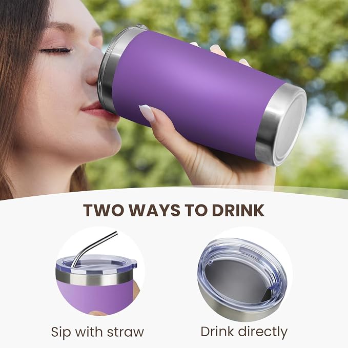 MEWAY 20oz Tumbler 8 Pack Double Wall Vacuum Insulated Travel Mug Bulk - Image 3