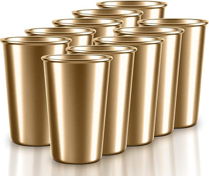 10 Pack 16 oz Gold Stainless Steel Pint Cups, Stackable Set | Food-Grade 304 by Unknown