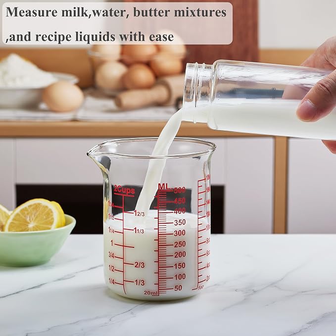 Ackers BORO3.3 High Borosilicate Glass Measuring Cup, Handleless Beaker - Image 2