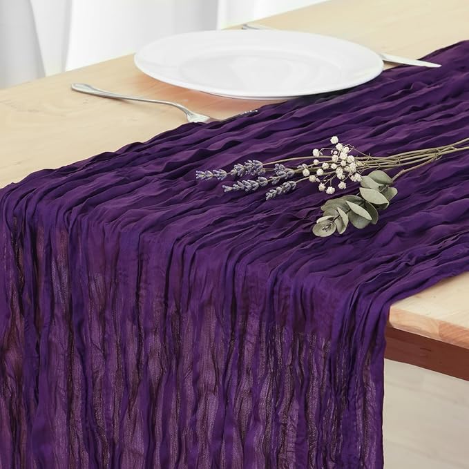 1 Pack Purple Cheesecloth Table Runner 120 Inch Boho Wedding Decor | by Fixwal