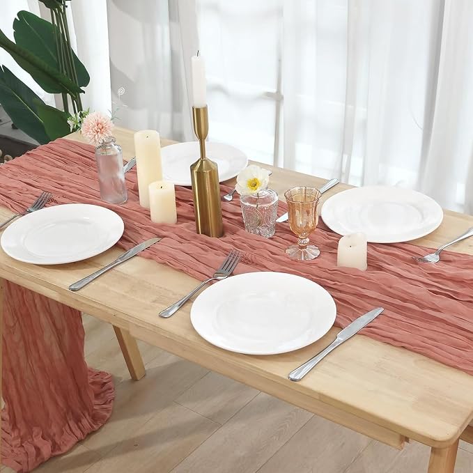20 Pack Dusty Pink Cheesecloth Table Runner 120 Inch Boho Wedding Decor | - Image 7