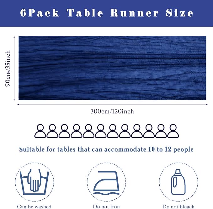 6 Pieces Royal Blue Cheesecloth Table Runner 10FT Pink Runner - Image 3