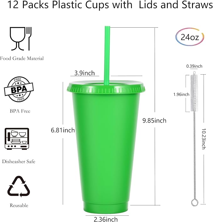 24 oz Reusable Plastic Cups, Custom Cups - Image 2