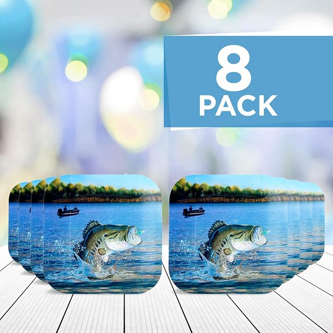 Havercamp Fishing Plates-8 Pack-9 Inch Square-Gone Fishin Party | Set of 8 - Image 4