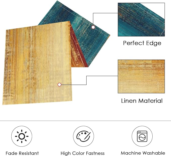 Emvency Table Runner and Placemats Set of 6, Abstract Vintage Rust | Painting - Image 4