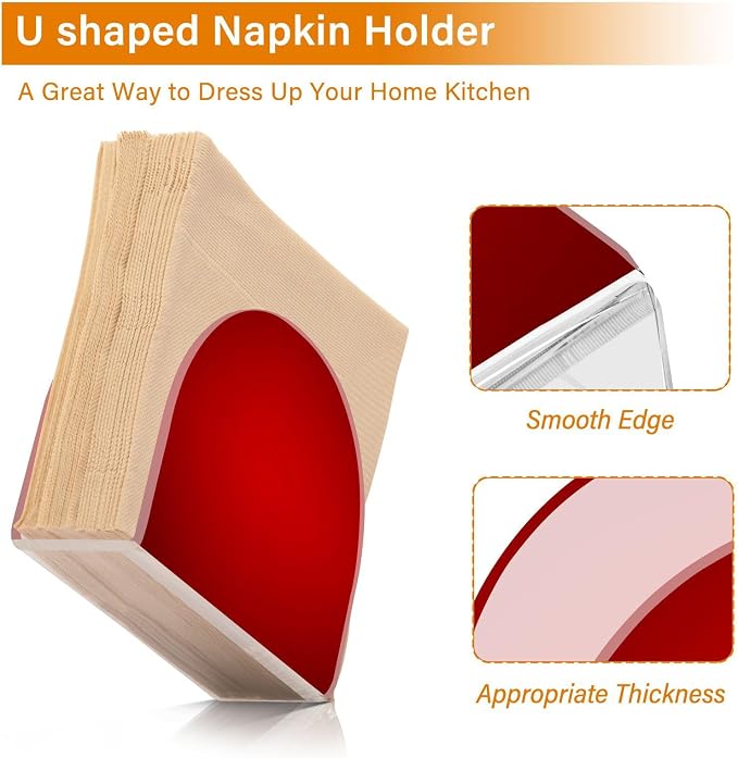 Napkin Holder, Plain Red Solid Color Napkin Holder - Image 4