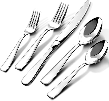 18/10 Silverware Set for 8, 40 Piece Stainless Steel Flatware Set Cutlery | by Unknown