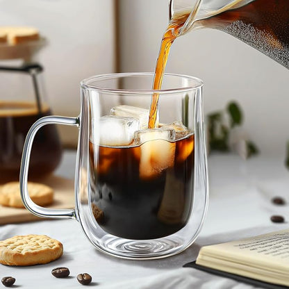 Double Walled Glass Coffee Mugs 16 OZ, Borosilicate Glass Coffee Cups Set of 4 - Image 3