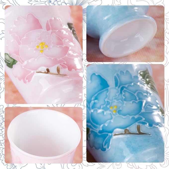KAMMAK Ceramic Tea Cups Set of 2, 1.7 oz, Vintage Small Teacups, 736N | Hand - Image 5