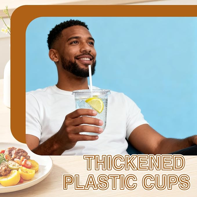 Alaeseje 50 Pack 12 oz Clear Plastic Iced Coffee Cups - Image 6