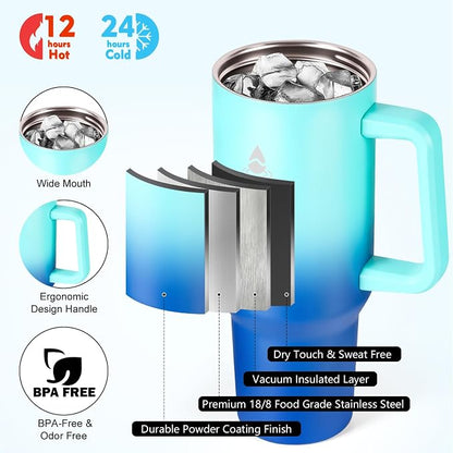 40 oz Tumbler with Handle and Straw or Convert to 40 oz Insulated Water Bottle - Image 3