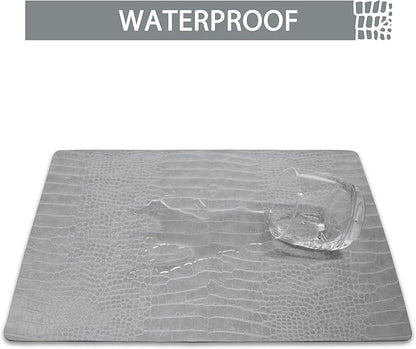 Set of 8 Faux Leather Placemats, PU Table Mats, Waterproof, Stain Resistant, Heat Resistant, Easy to Clean for Kitchen Dining Table,Conference Table