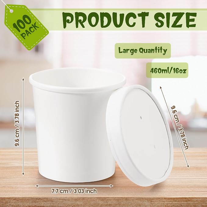 Fulmoon 100 Pack Paper Soup Containers - Image 2