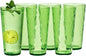26oz Acrylic Glasses Drinkware (Set of 6), Hammered Design Shatter-Proof Plastic Cups, Reusable Large Drinking Tumblers, Stackable, BPA-Free, Dishwasher-Safe (Green)