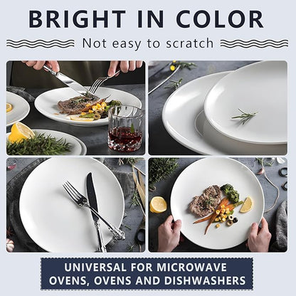 Dessert Plates Set of 6, White Appetizer Plates, 8 Inch Ceramic Dinner Plates for Salad, Bread, Cake, Fruit, Microwave and Dishwasher Safe (8 inch, 6 pack)