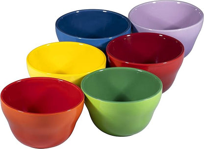 Bruntmor 8 oz Porcelain Bowls Set of 6 - for Ice Cream, Dessert, Soup, Small Side Dishes, Salad, Cereal, Rice - Microwave, Dishwasher and Oven Safe - Gradient Colors