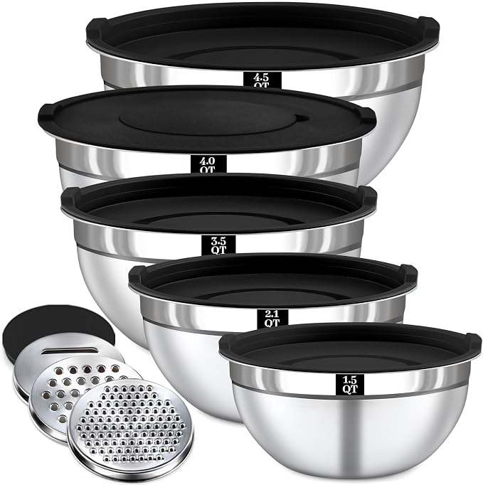 8PCS Mixing Bowls with Lids Set by Boskermeal