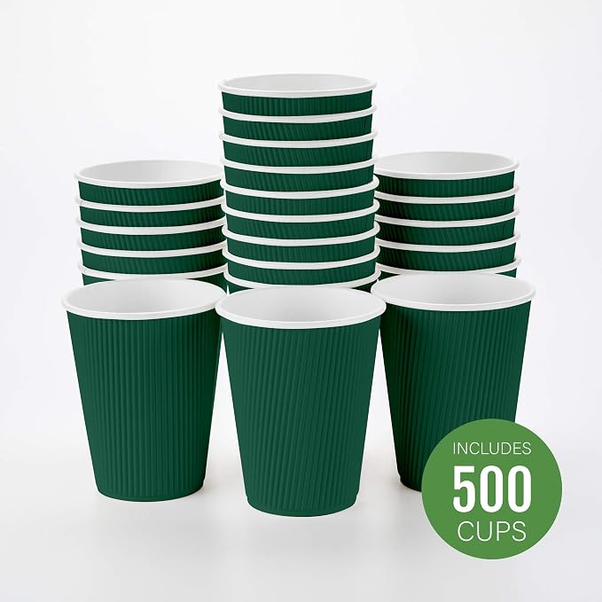 Restaurantware-12 Ounce Disposable Coffee Cups, 500 Ripple Wall Hot Cups - Image 2